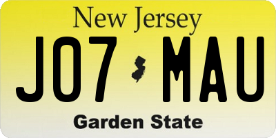 NJ license plate J07MAU