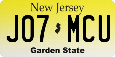 NJ license plate J07MCU