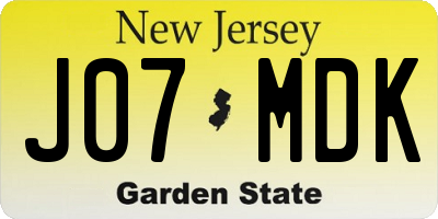 NJ license plate J07MDK