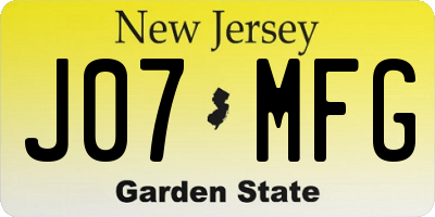 NJ license plate J07MFG