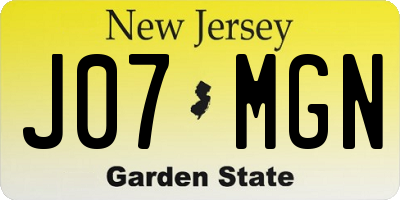 NJ license plate J07MGN