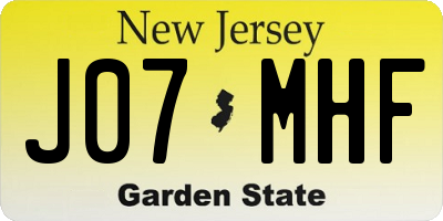 NJ license plate J07MHF