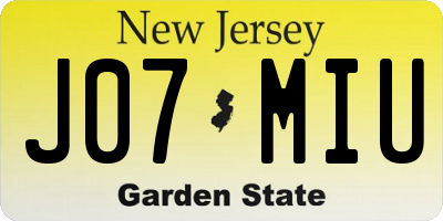 NJ license plate J07MIU