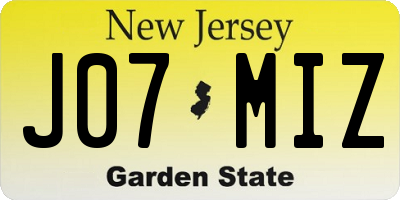 NJ license plate J07MIZ