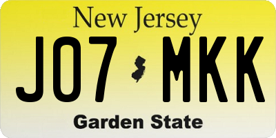 NJ license plate J07MKK
