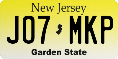 NJ license plate J07MKP