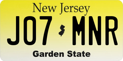 NJ license plate J07MNR