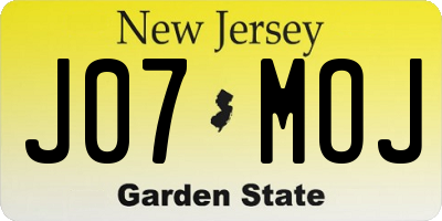 NJ license plate J07MOJ
