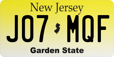 NJ license plate J07MQF
