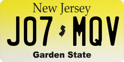 NJ license plate J07MQV