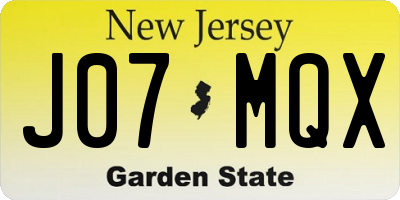 NJ license plate J07MQX
