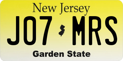 NJ license plate J07MRS