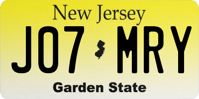 NJ license plate J07MRY