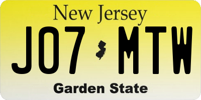 NJ license plate J07MTW