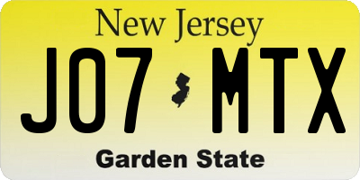 NJ license plate J07MTX