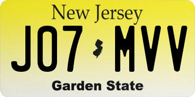 NJ license plate J07MVV