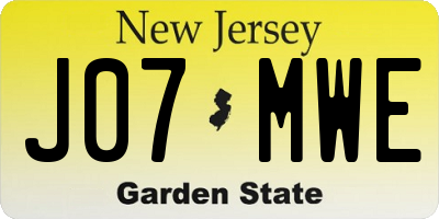 NJ license plate J07MWE