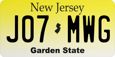 NJ license plate J07MWG