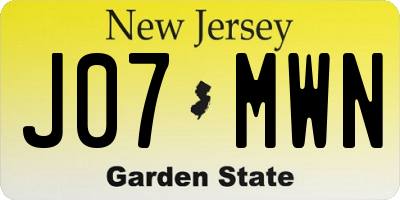 NJ license plate J07MWN