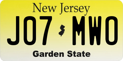 NJ license plate J07MWO