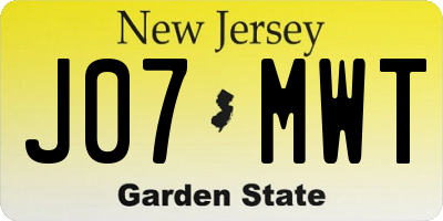 NJ license plate J07MWT