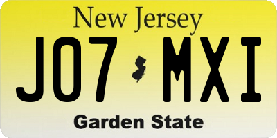 NJ license plate J07MXI