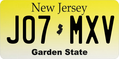 NJ license plate J07MXV
