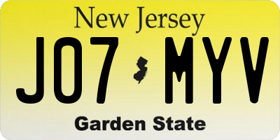 NJ license plate J07MYV