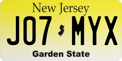 NJ license plate J07MYX