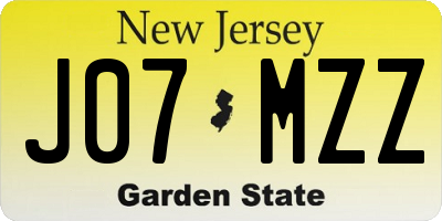 NJ license plate J07MZZ