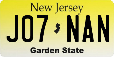 NJ license plate J07NAN