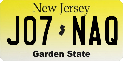 NJ license plate J07NAQ
