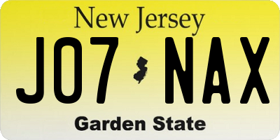 NJ license plate J07NAX