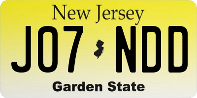 NJ license plate J07NDD