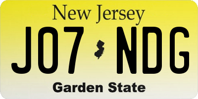 NJ license plate J07NDG