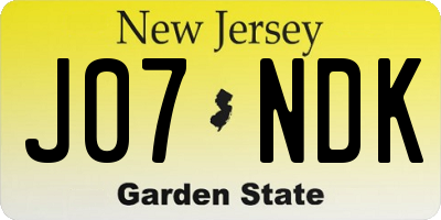 NJ license plate J07NDK