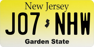 NJ license plate J07NHW