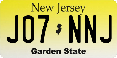 NJ license plate J07NNJ