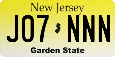 NJ license plate J07NNN