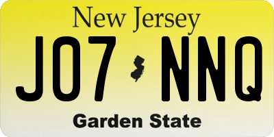 NJ license plate J07NNQ