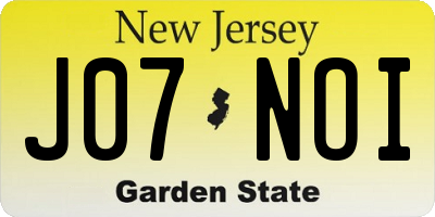 NJ license plate J07NOI
