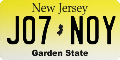 NJ license plate J07NOY