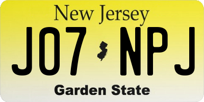 NJ license plate J07NPJ