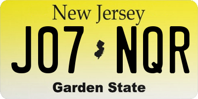 NJ license plate J07NQR