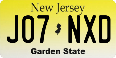 NJ license plate J07NXD