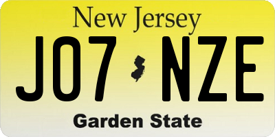 NJ license plate J07NZE