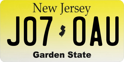 NJ license plate J07OAU