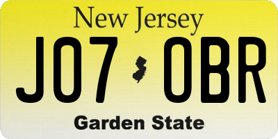 NJ license plate J07OBR