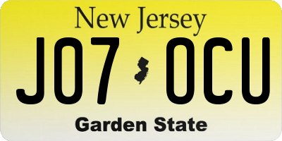 NJ license plate J07OCU