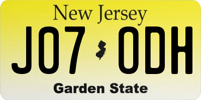 NJ license plate J07ODH
